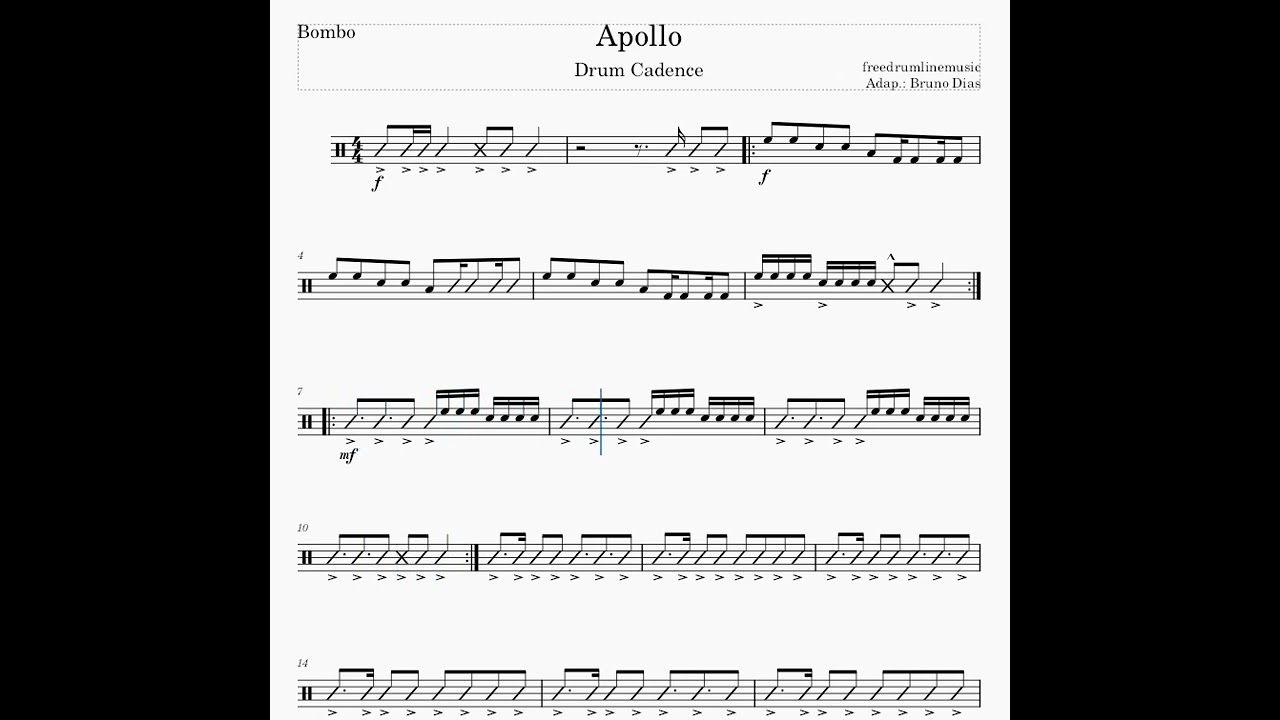 Bass Drum - Apollo Drumline Cadence - Sheet Music