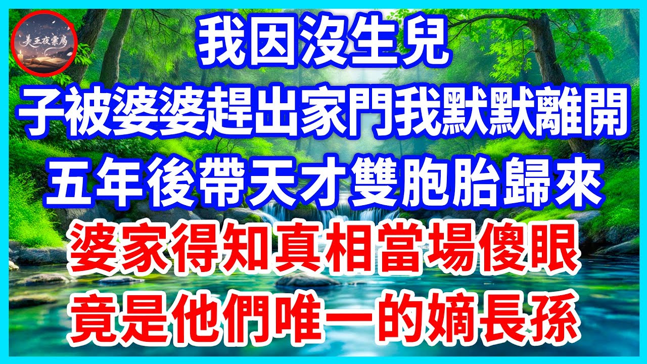 我因沒生兒，子被婆婆趕出家門我默默離開，五年後帶天才雙胞胎歸來，婆家得知真相當場傻眼，竟是他們唯一的嫡長孫！#為人處世 #生活經驗 #情感故事 #故事 #小說 #戀愛 #情感 #婚姻