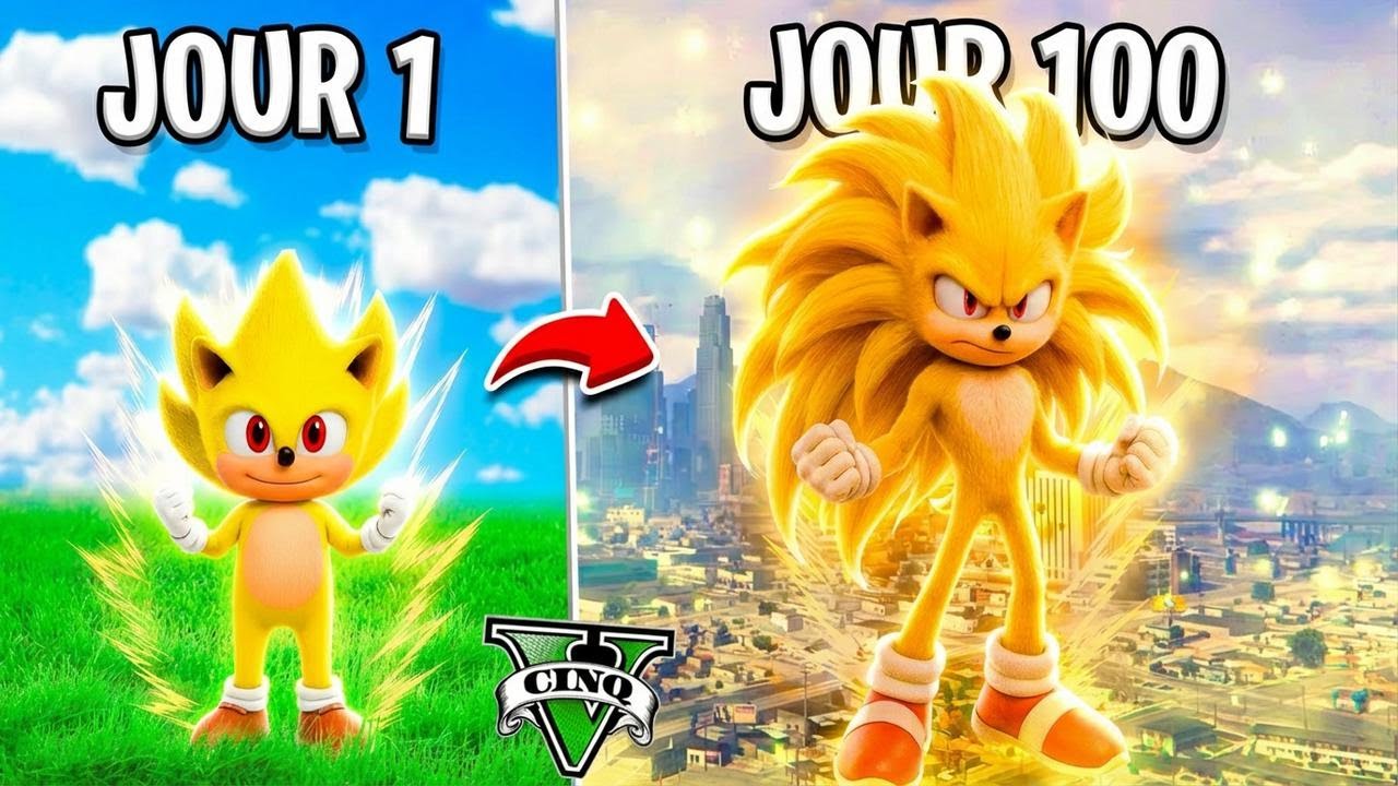 J'ai survécu 100 jours en Super Sonic sur GTA 5 ! (mod Sonic le film)