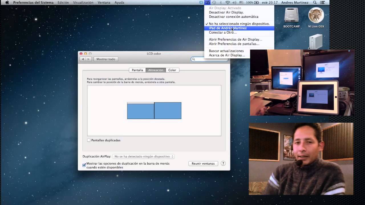 Configuración mixta de pantalla extendida y duplicada MAC