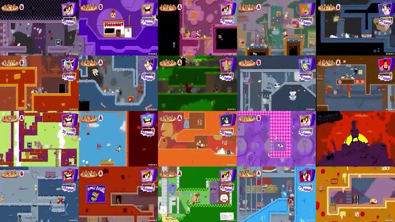 Pizza Tower 20 Levels at the same time, but PIZZA TIME is synced.