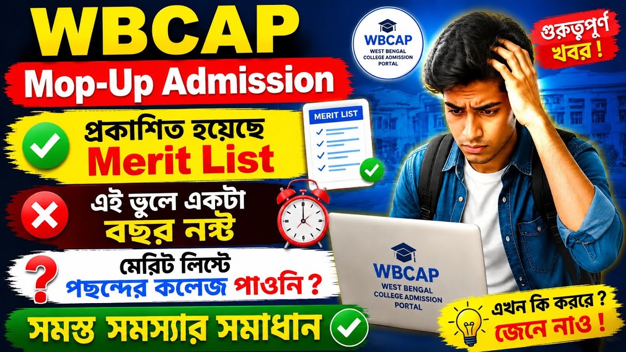 WBCAP Mop-Up Round 2026 Merit List | college admission 2026 | mop up round 2026 merit