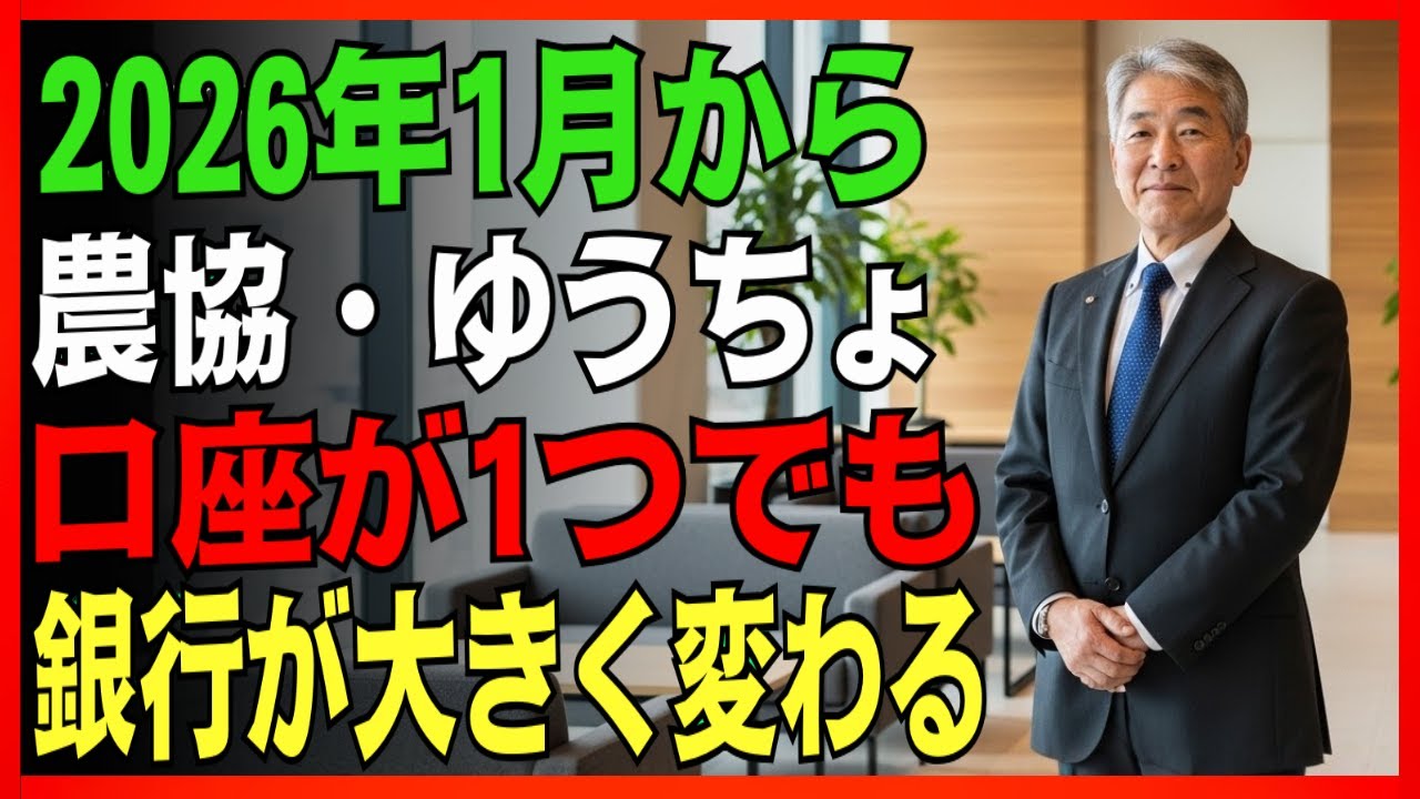 【緊急のお知らせ】農協・ゆうちょ・信用金庫口座を1つでもお持ちの方へ2026年1月から銀行業務が大きく変わります#2026年問題#高齢者向け情報#老後資金