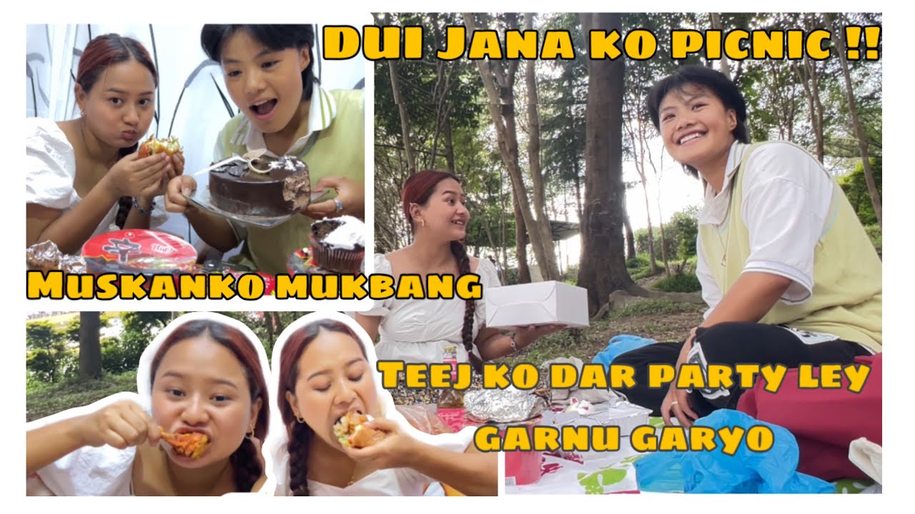 EK DINMA CHAR THAU PICNIC LAGYO MUSKAN LEY!! ANNIVERSARY KO PICNIC!! MUSKAN KO MUKBANG !!