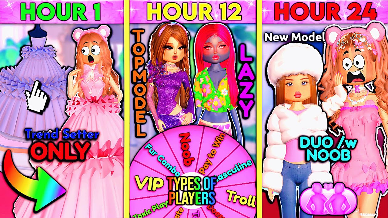 ONLY Doing CHALLENGES For 24 HOURS In DRESS TO IMPRESS! | ROBLOX Top Challenges Compilation