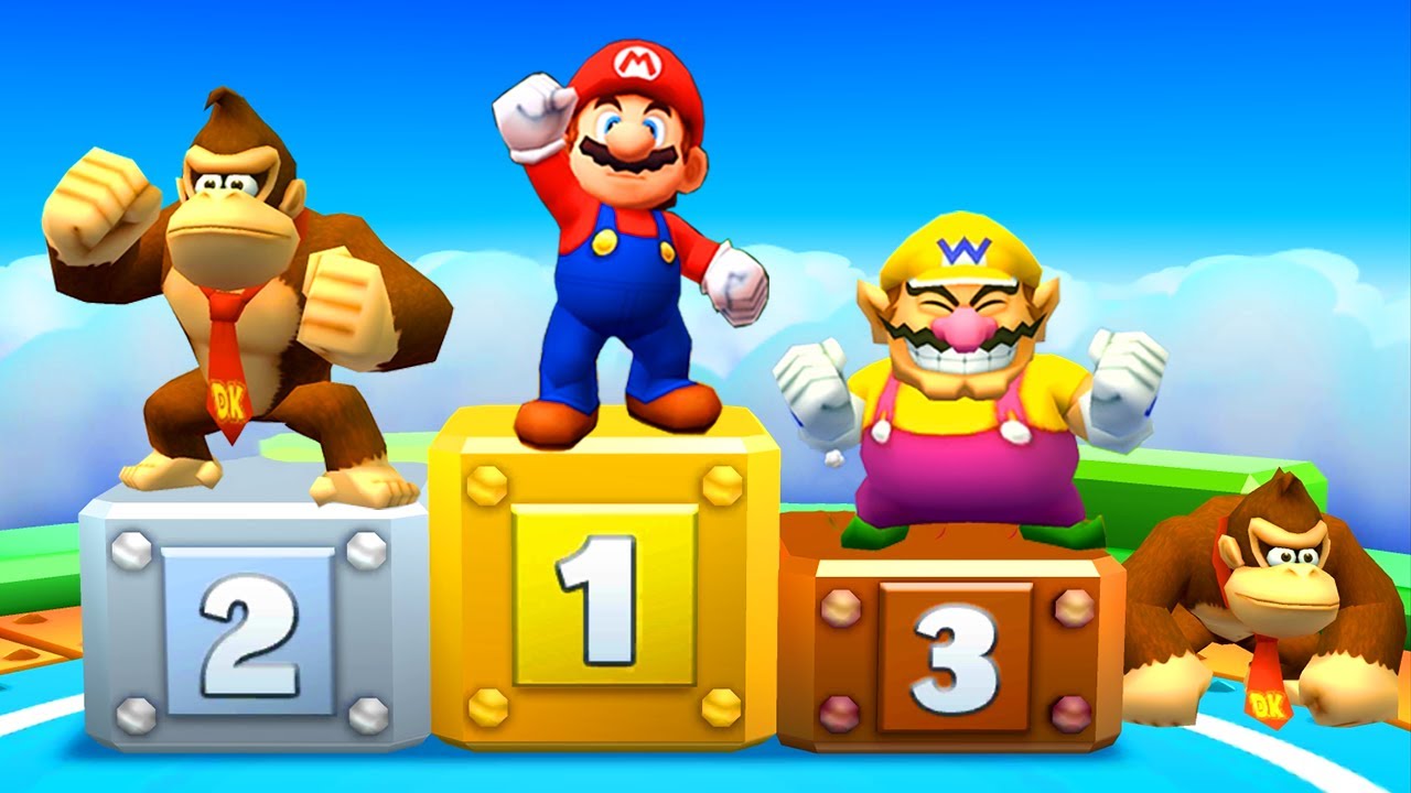 Mario Party: Star Rush Minigames - Mario vs Donkey Kong vs Wario Vs Waluigi