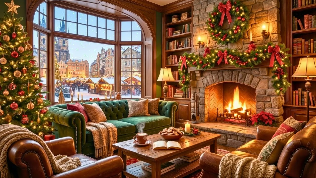 Elegant Winter Jazz Bar 🥃🔥 Classy Piano Music & Fireplace Crackle for Evening Chill
