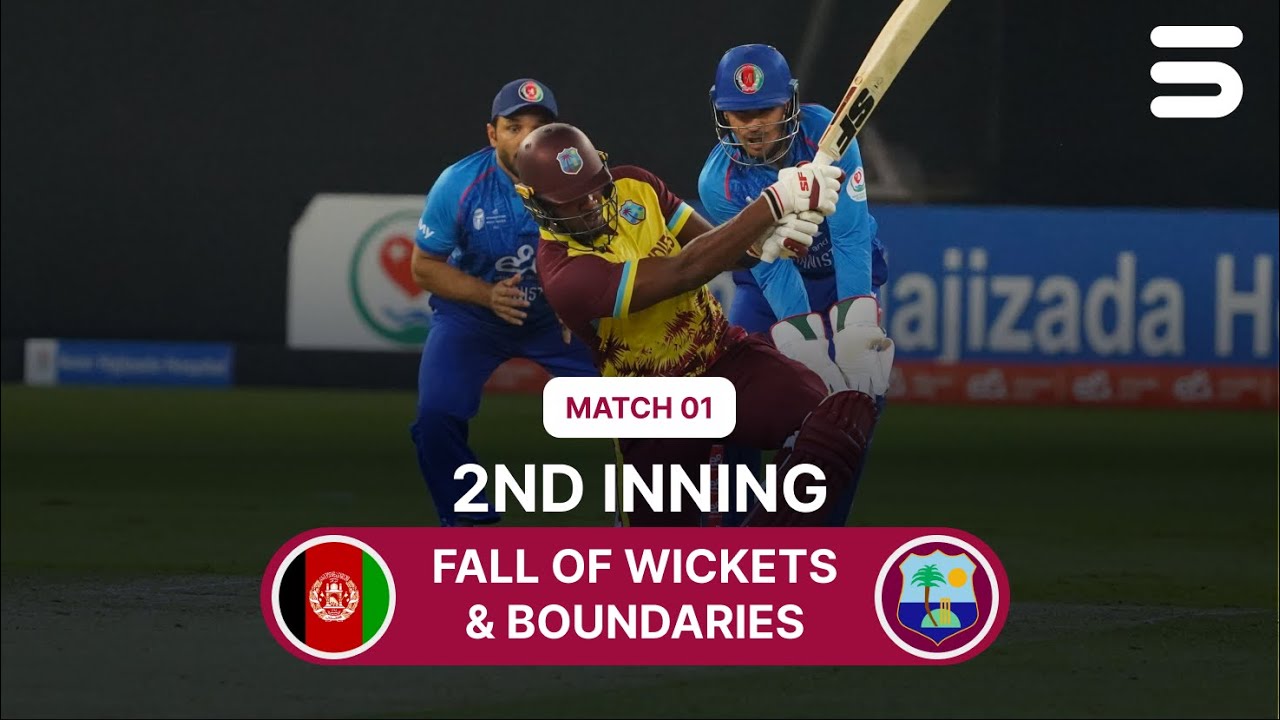 West Indies's All FOW & Boundaries | Afghanistan vs West Indies | 1st T20I MATCH | 3213