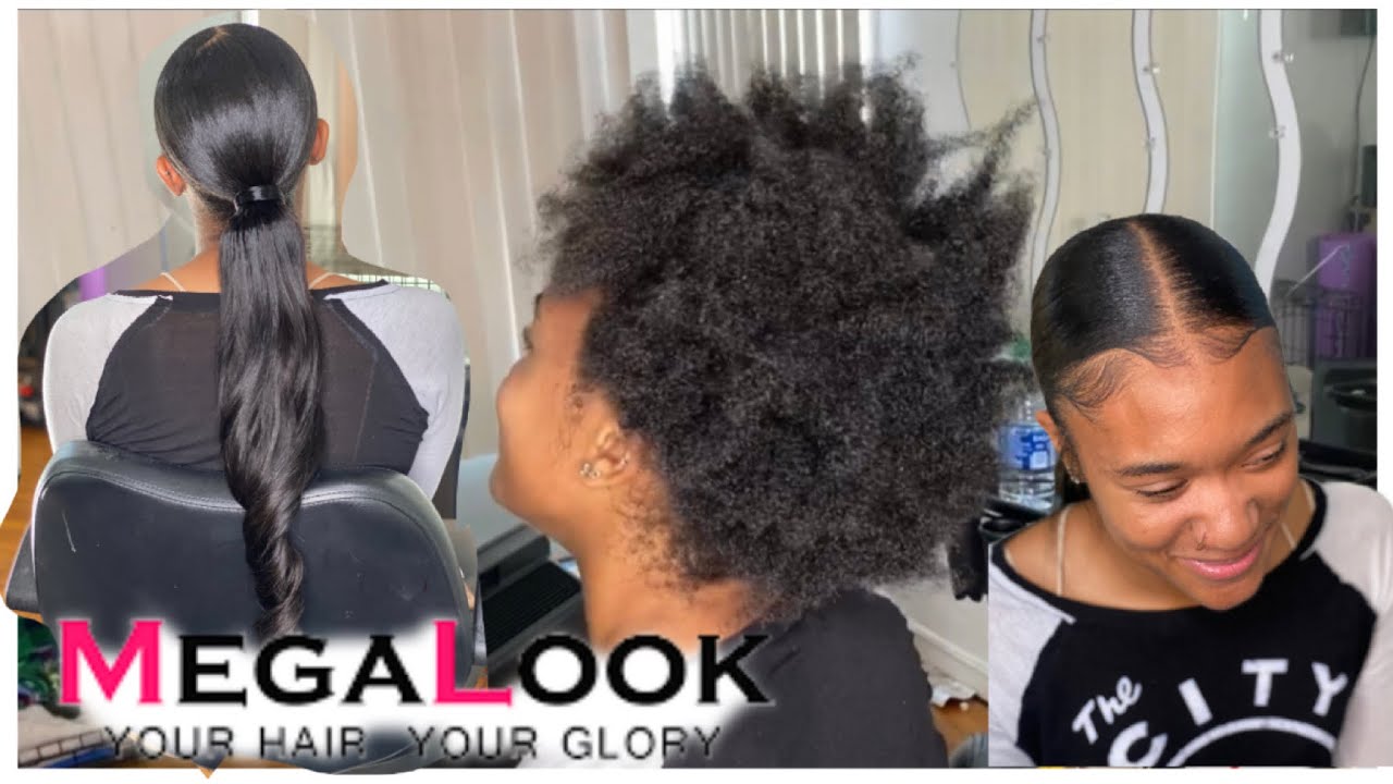 Sleek Extended Ponytail on Type 4 Hair |Megalook Hair