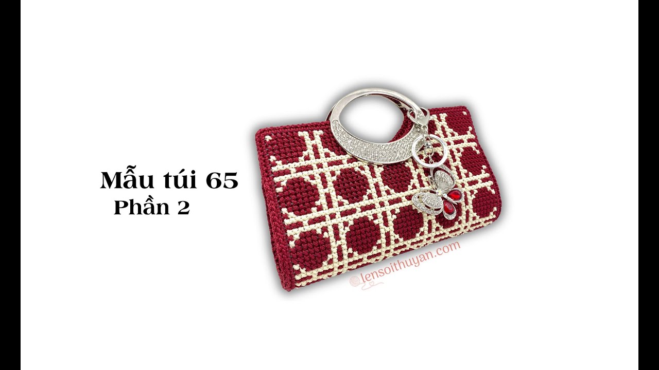 Hướng dẫn thêu ví cầm tay quai đính đá Phần 2 Mẫu túi 65