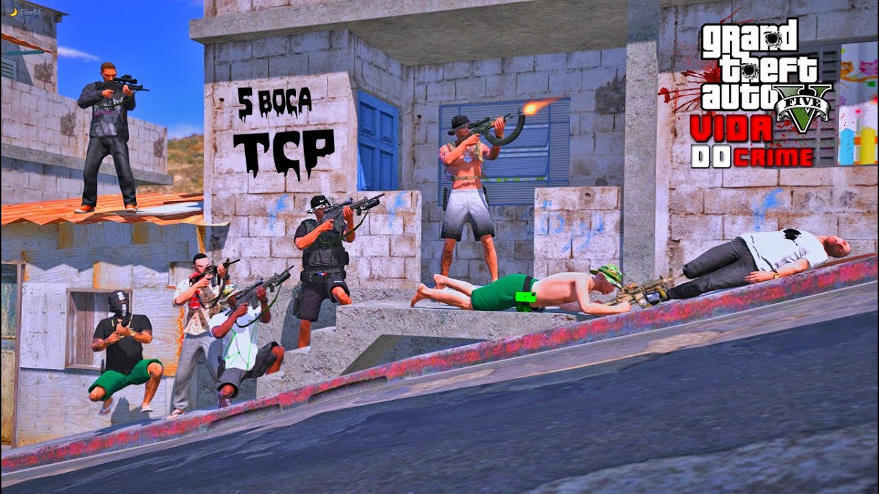 GTA V VIDA DO CRIME:INVADIMOS A FAVELA DAS 5 BOCAS DO TCP BALA COMEU,SEQUESTRAMOS UM DELES Ep 81