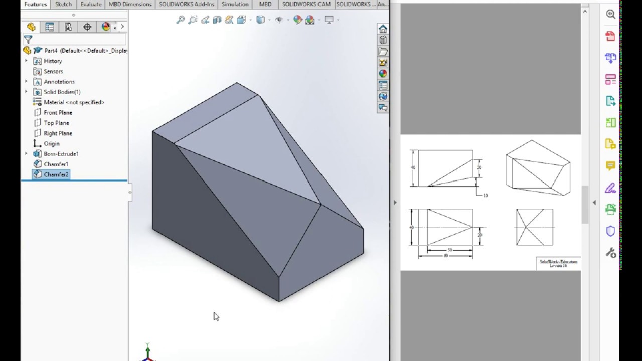 УЧЕБНОЕ ПОСОБИЕ SOLIDWORKS ДЛЯ НАЧИНАЮЩИХ 2. Использование инструмента «Фаска вершины».