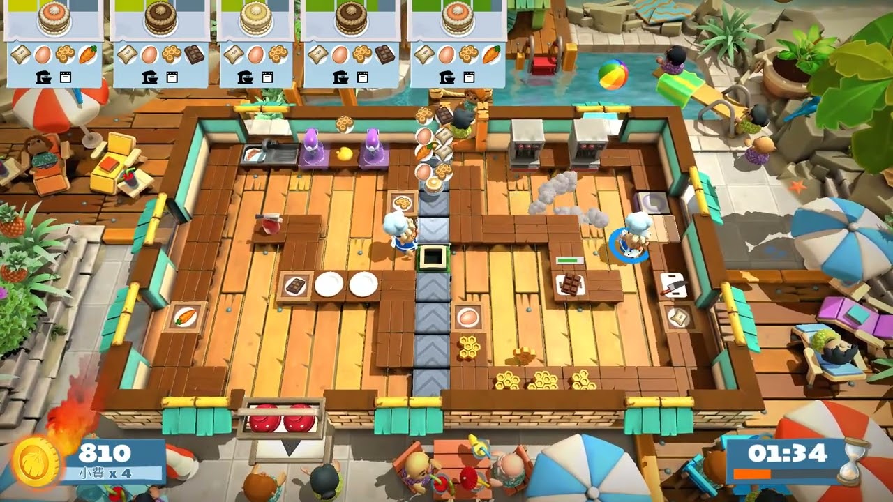 (1player) Overcooked2 Surf 'n' Turf 2-4 [score: 1742]
