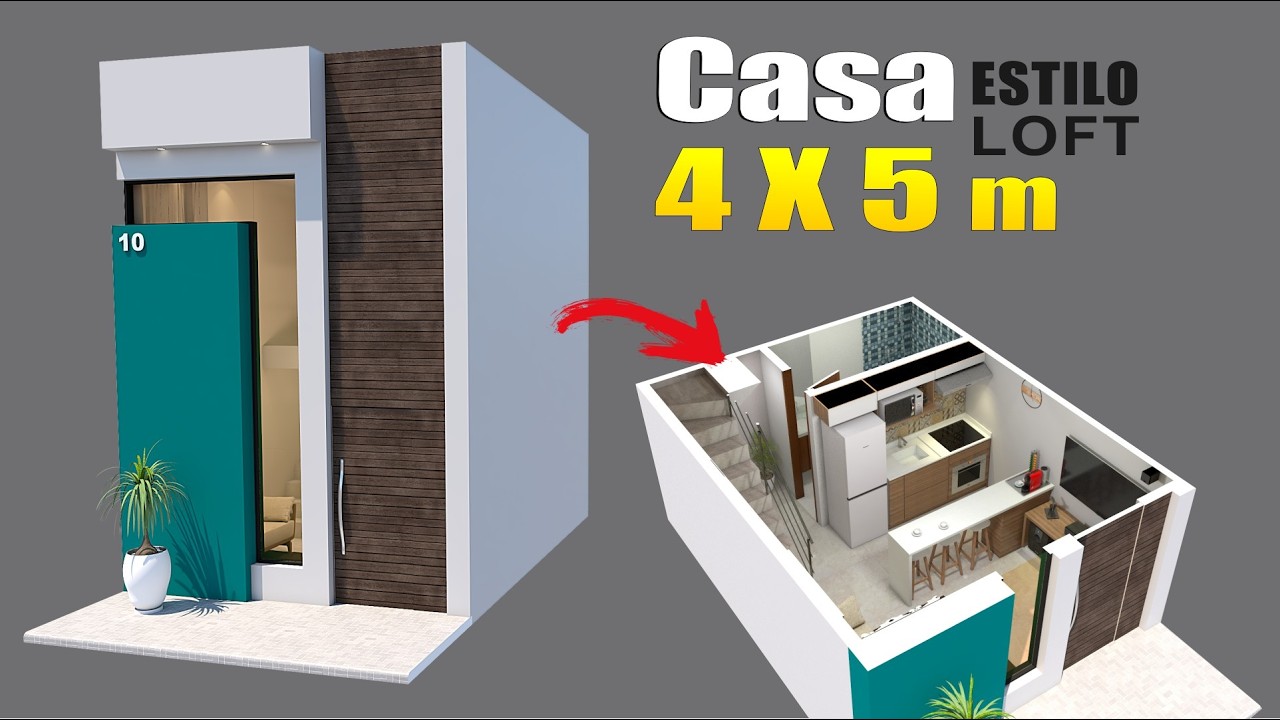 Mini casa 4x5 de baixo custo  tio loft - fachada moderna