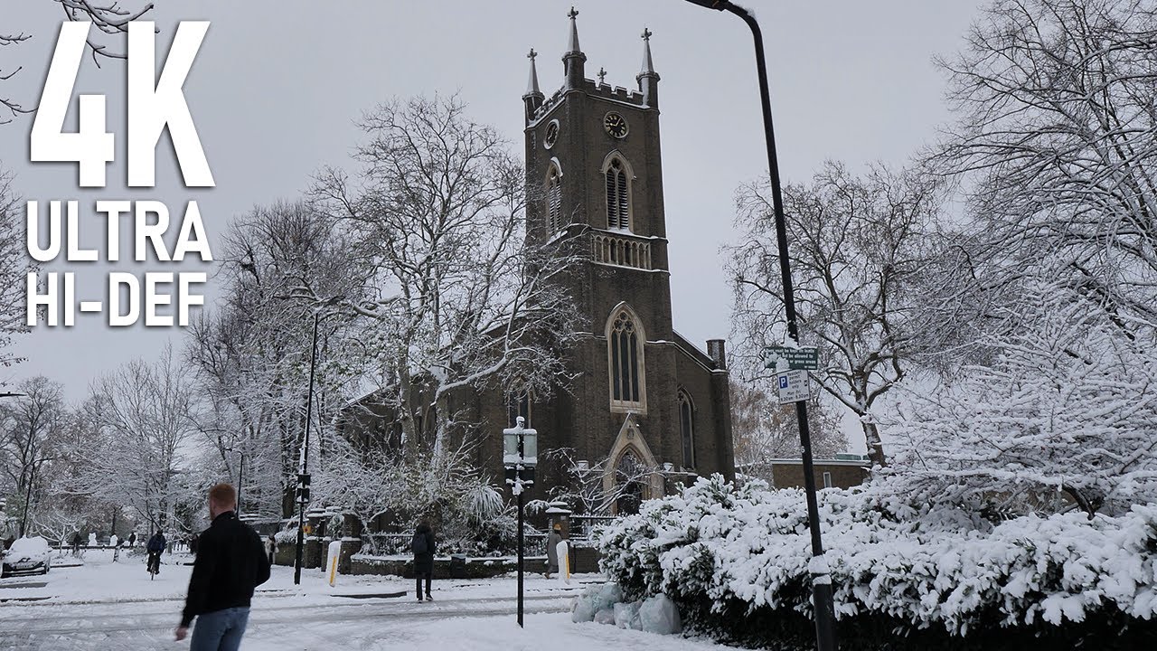 Rare snowy walk in De Beauvoir, London | Hackney Deep Freeze in 4K
