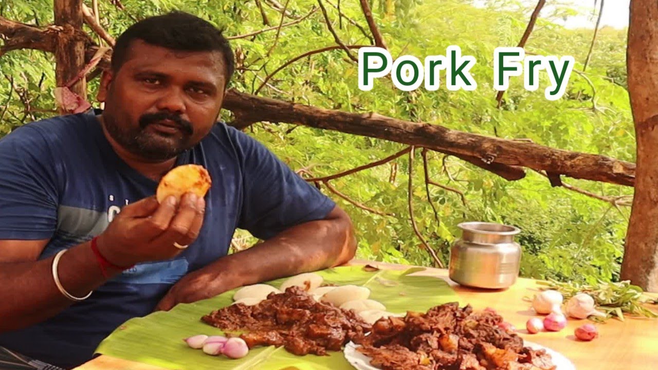 கிராமத்து சுவையில் வறுத்து அரைச்ச பன்றி கறி வறுவல் 💯| Pork recipe Pork fry in tamil |dry fry recipe