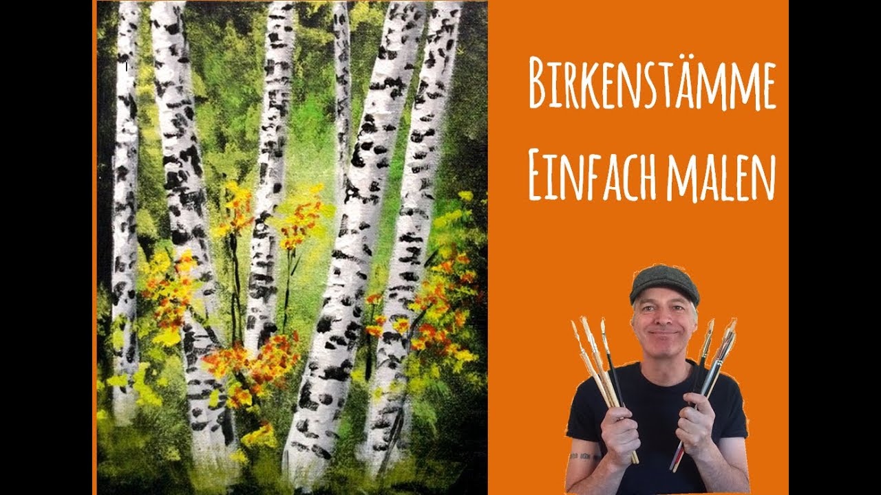 Malen mit Acryl: romantischer Birkenwald für Anfänger 🎨🌳 | Landschaft | Tutorial | Farben mischen
