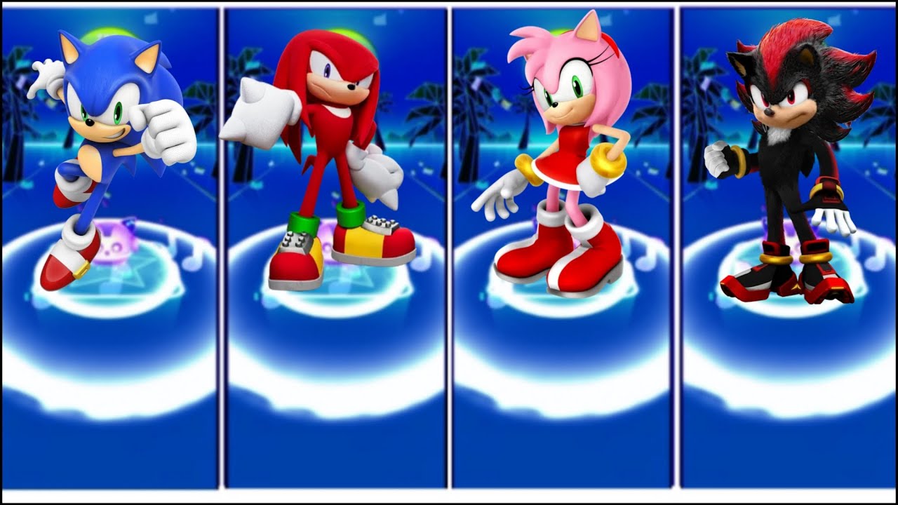 Sonic vs  Knuckles vs Amu Rose vs Shadow - Tiles hop
