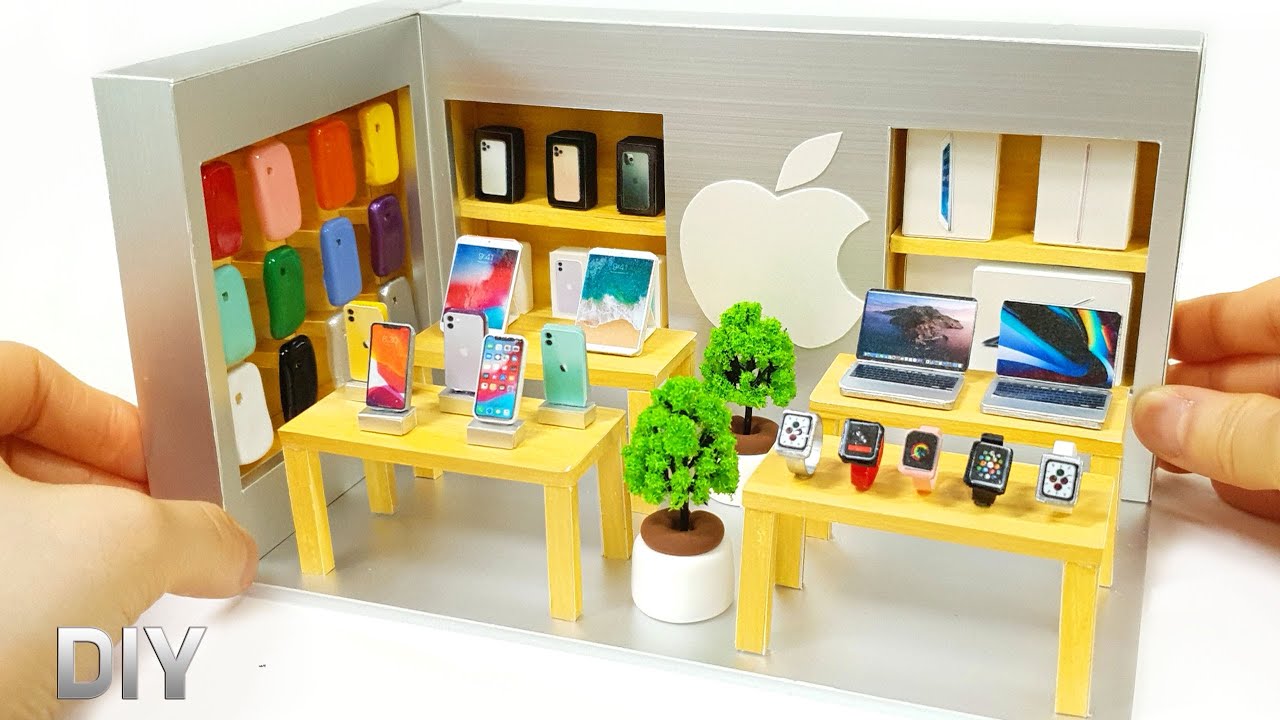 DIY Miniature Realistic shop -  Apple Store Decor ! iphone , ipad , phonecase~