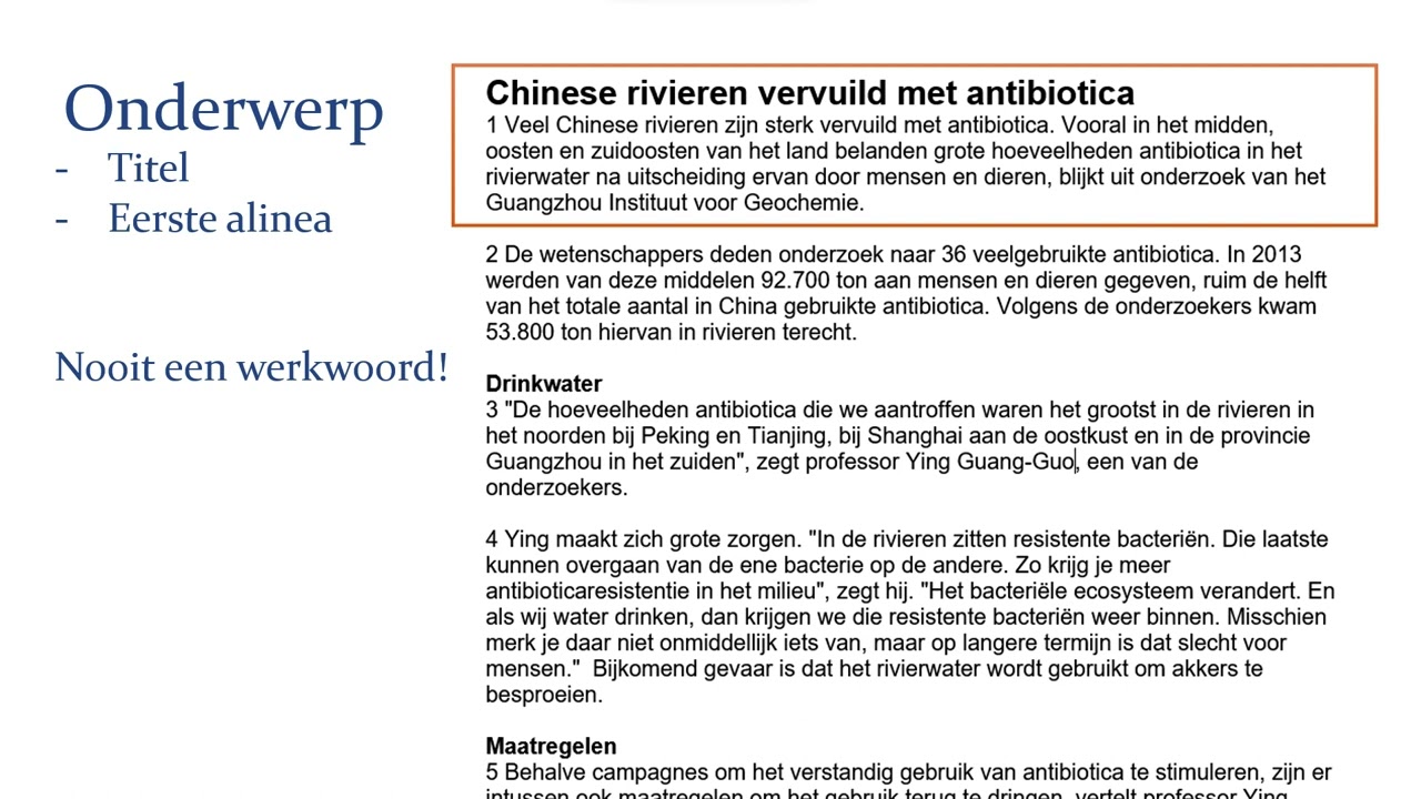 Titel, onderwerp en hoofdgedachte