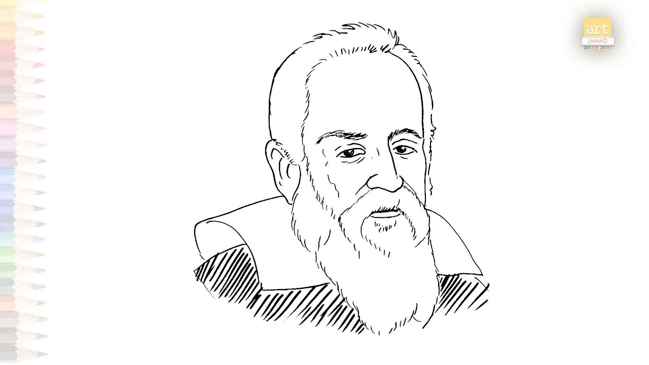 Galileo Galilei drawing easy | Art tutorial | How to draw Galileo step by step | #artjanag