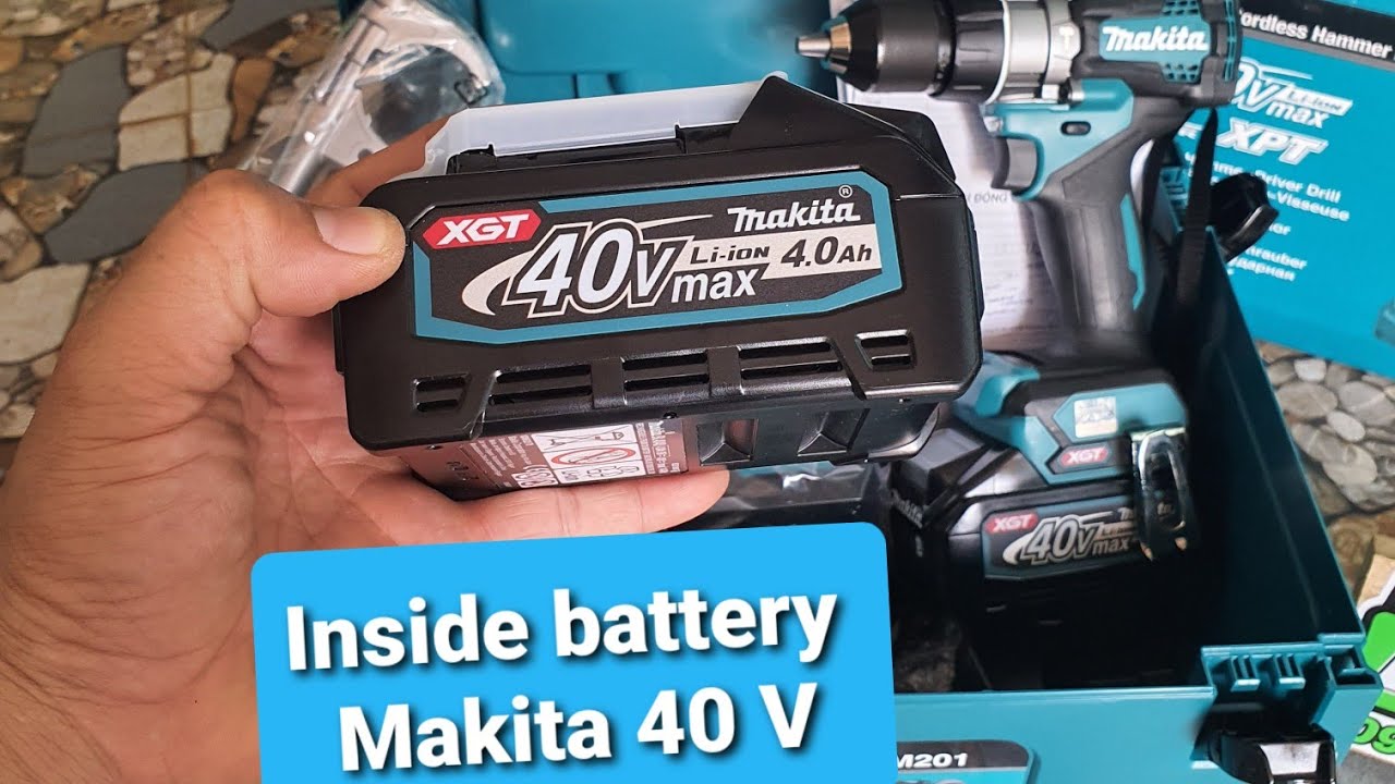 Battery Makita 40v, review, open, inside battery.