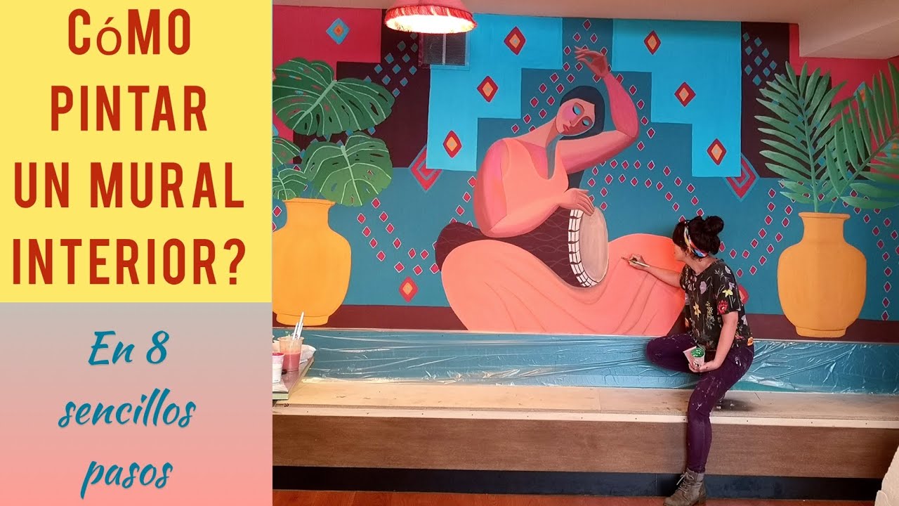 CÓMO PINTAR UN MURAL INTERIOR? EN 8 SENCILLOS PASOS! Con este mural que pinté en Andina, Londres