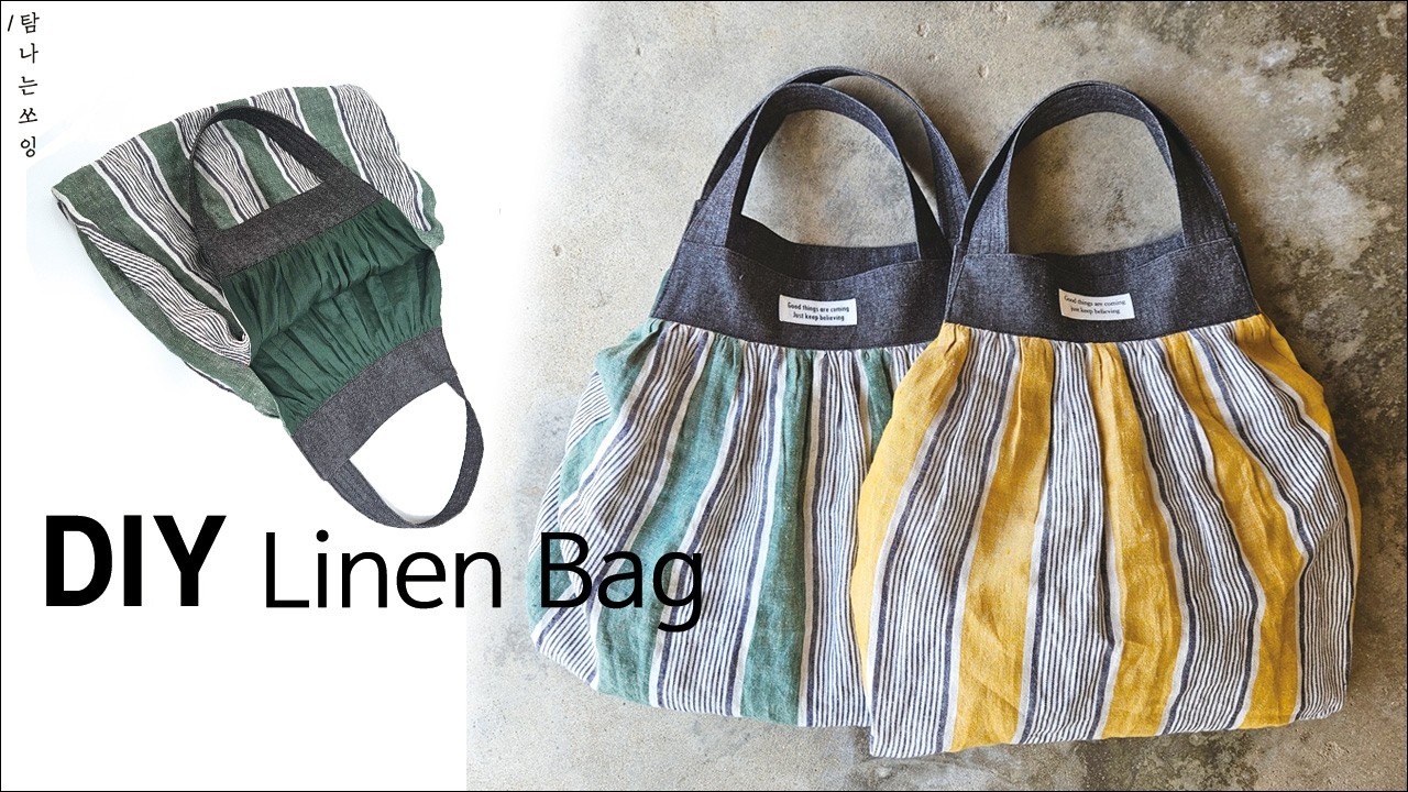 DIY Striped Linen Bag | How to Make a Linen Pleated Bag