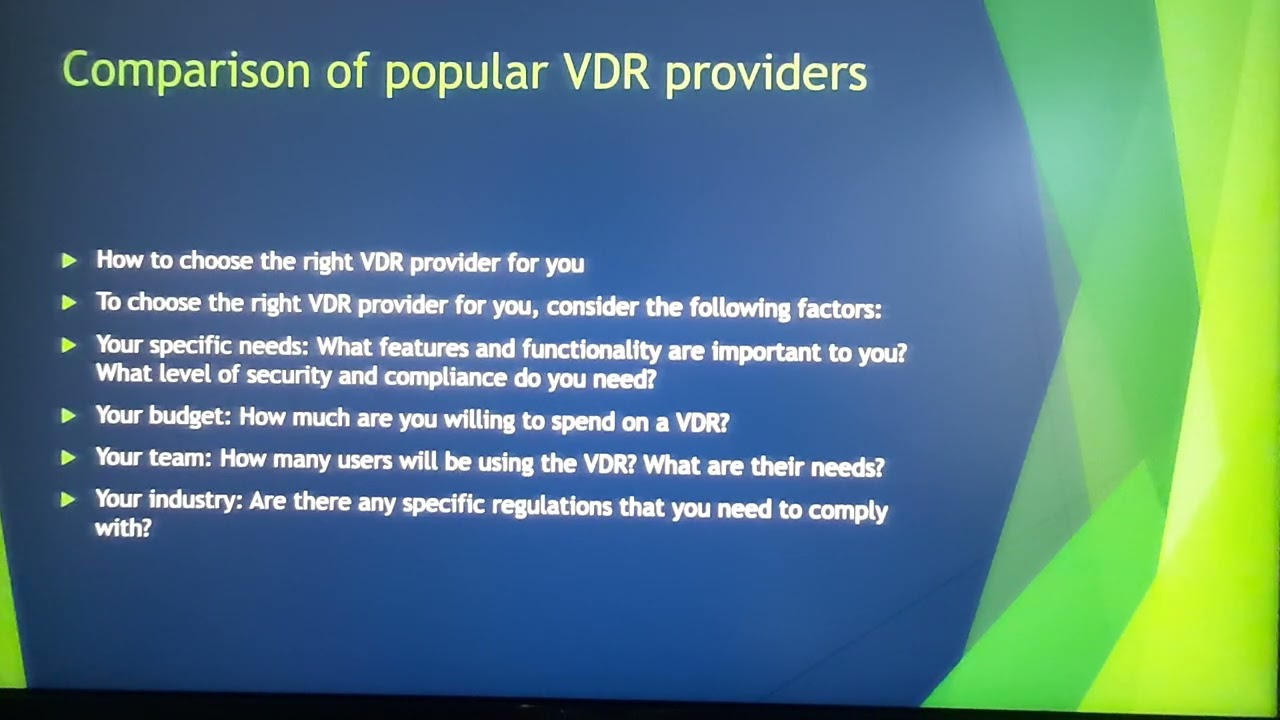 Comparison of Virtual Data Room Providers