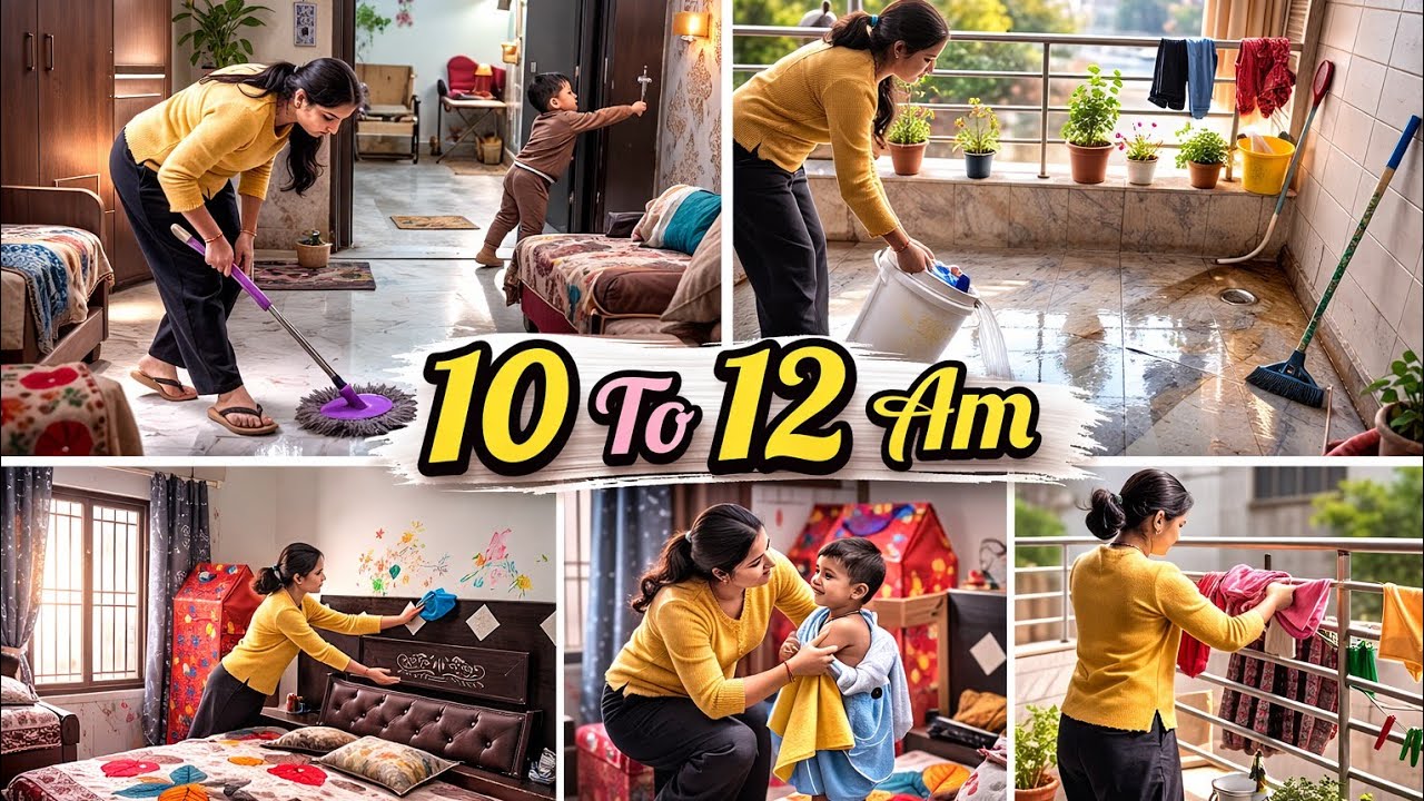 Mom Life 10–12 AM | Baby Ke Saath Cleaning Routine | Indian Mom Vlog