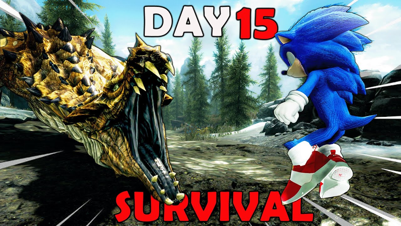 Trying To Beat Skyrim Legendary Survival as Sonic The Hedgehog Is CHAOTIC!