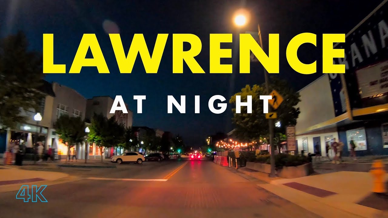 Cruising Lawrence, Kansas at night (Mass street, KU) (4k USA)