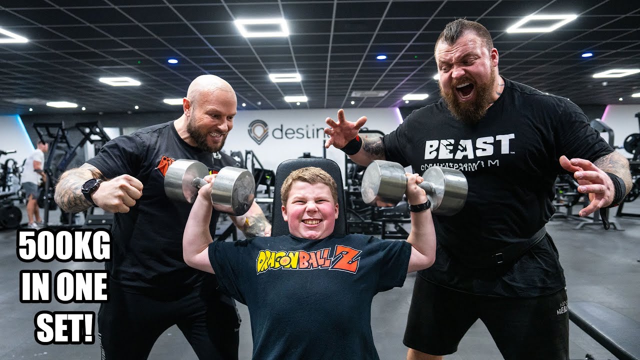 11yr Old Lifts Over 1100lbs (500KG) In One Set on Shoulder Press!! ft. Eddie Hall