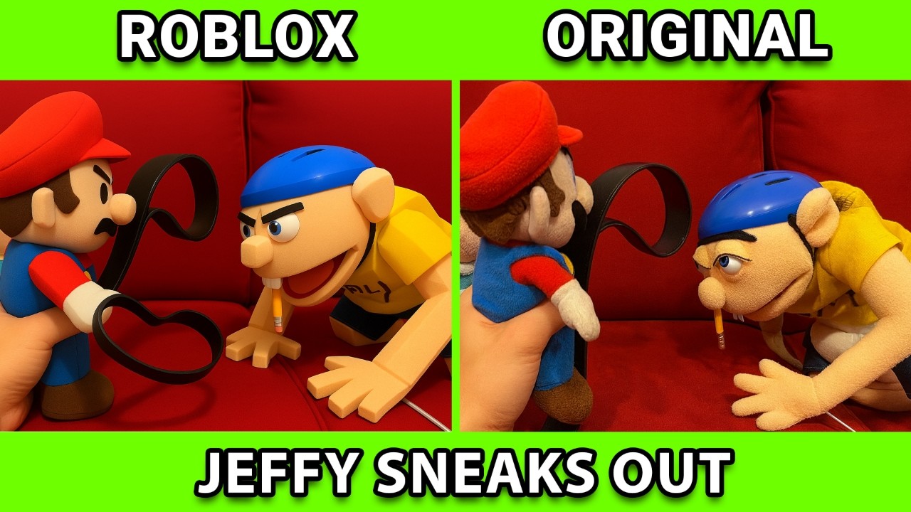 SML Movie vs SML ROBLOX: Jeffy Sneaks Out ! Side by Side