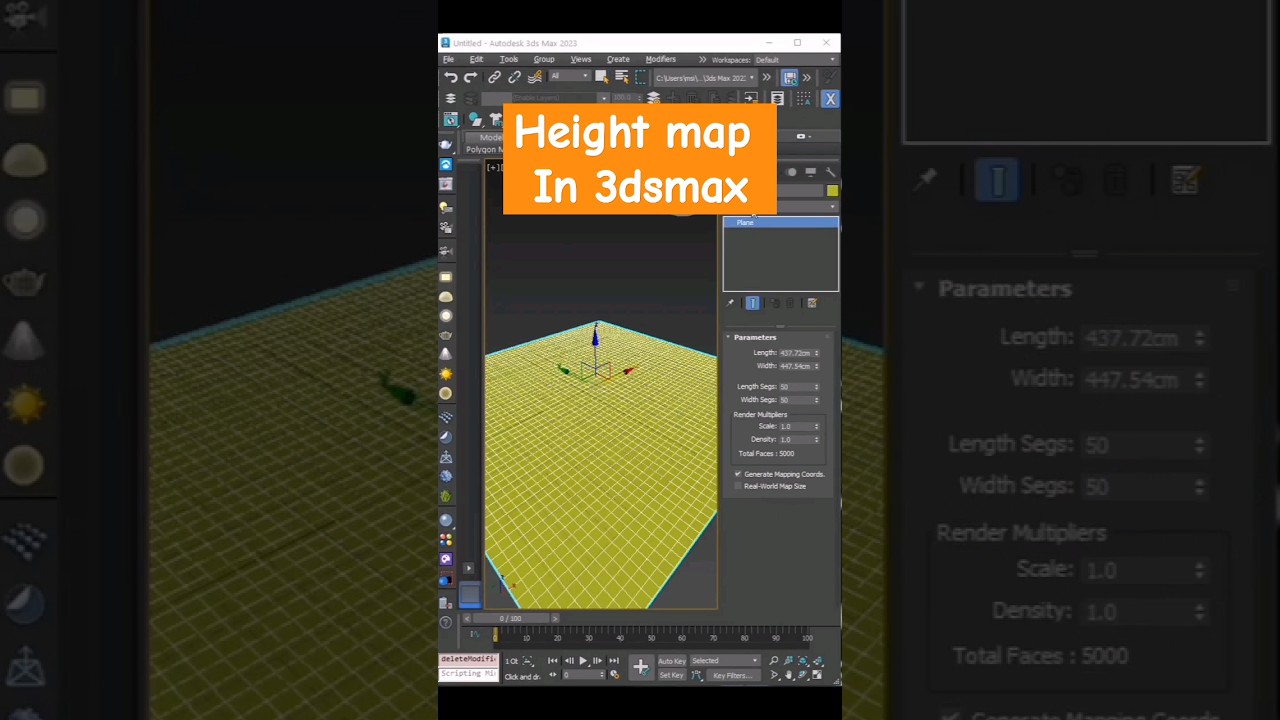 Use height map texture and displace modifier to create mountains ⛰️#3dsmax #shortvideo #3d #tutorial