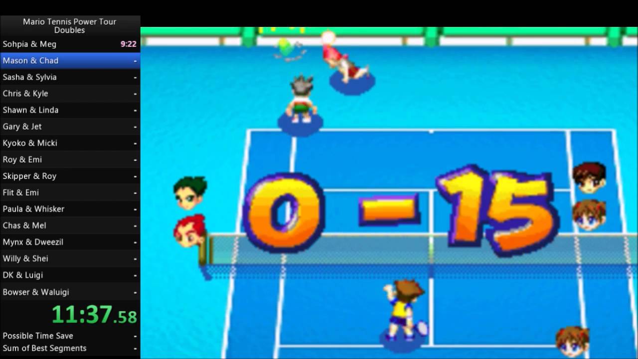 Mario Tennis Power Tour - Doubles Speedrun in 1:08:44