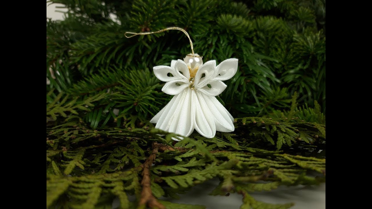 Anjinho para decoracao de Natal em Kanzashi! Weihnachtsdeko #tutorialfacavocemesma