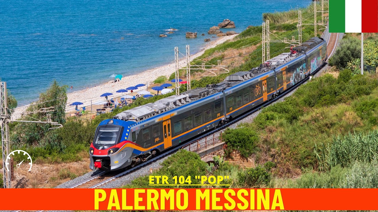 Cab Ride Palermo - Messina (Palermo-Messina railway, Italy) train driver's view 4K
