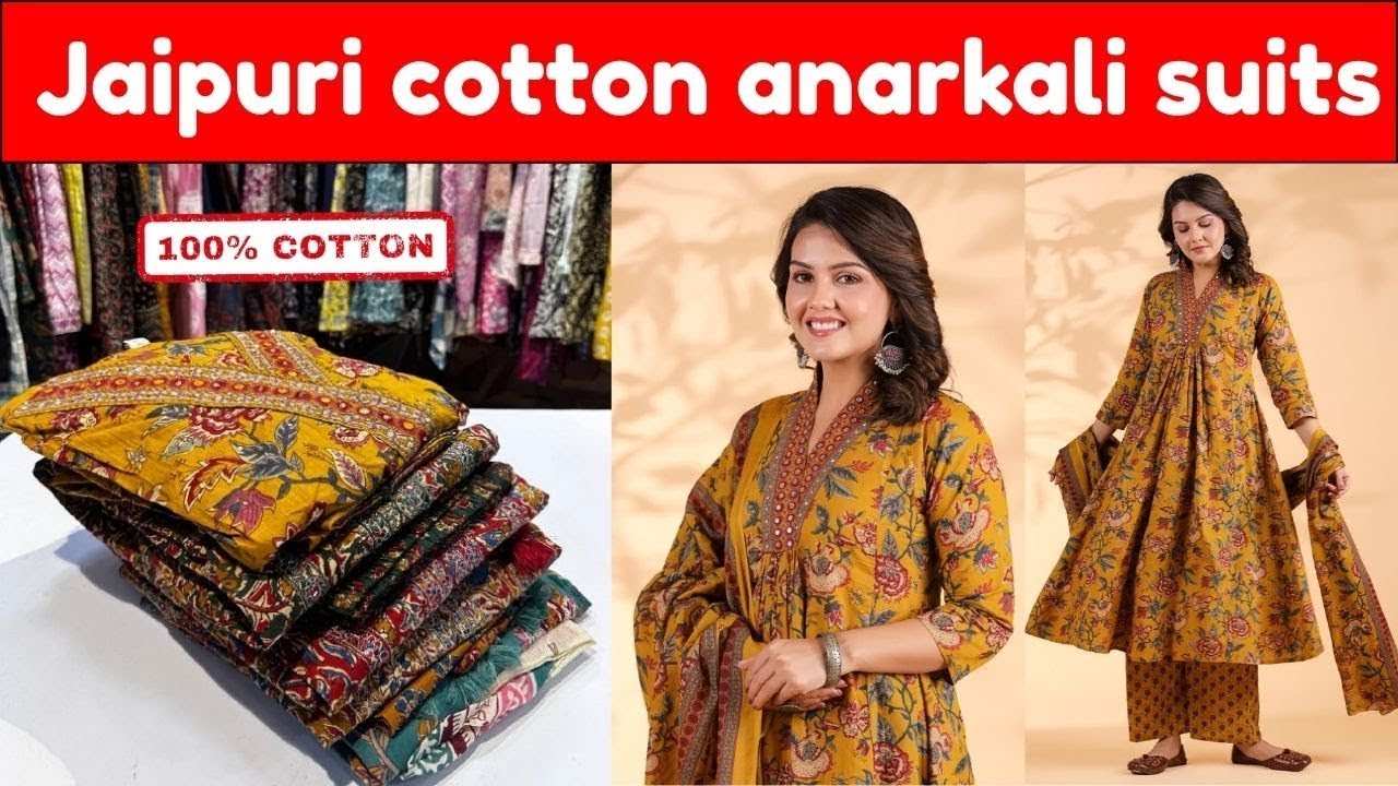 jaipuri cotton anarkali suits | latest design | kurti wholesale market surat #jaipurikurtis