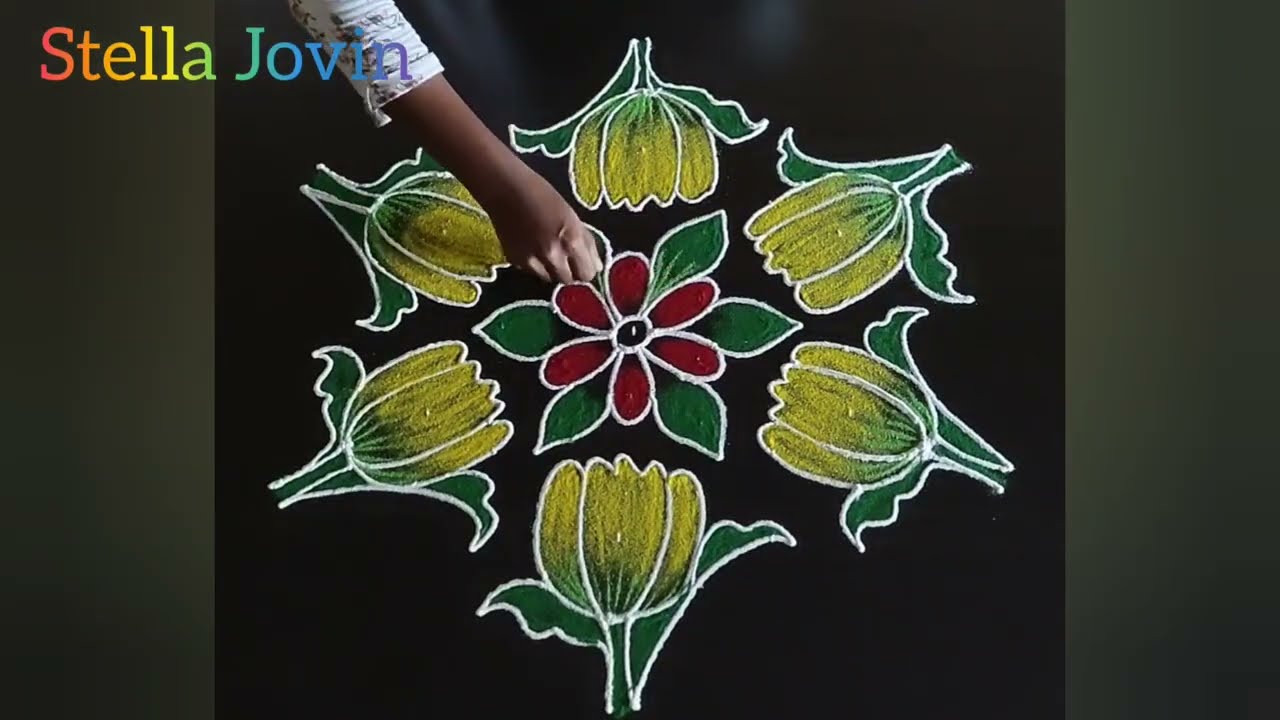 9 x 5 dots | Thai madha Rangoli | kolam with dots @RangolibyStellaJovin
