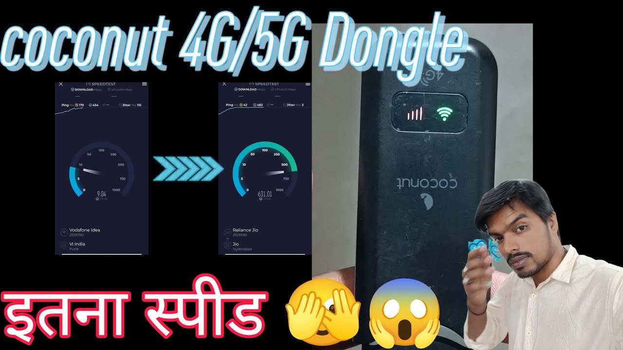 coconut Wifi 4G Dongle 😱 !! What a speed 🚅 | best for gaming 😉#dongle #mukeshsinghrajput