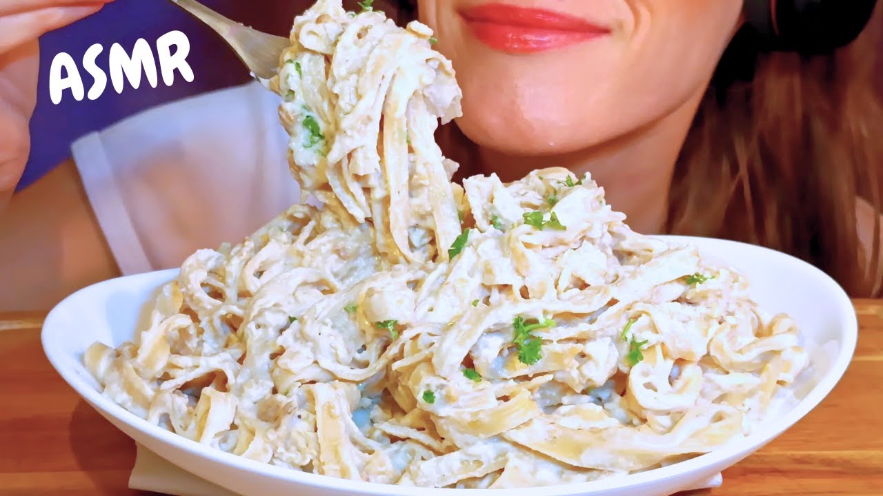ASMR CREAMY Wild Mushroom Tagliatelle Pasta (Mukbang|No Talking|Eating Sounds)