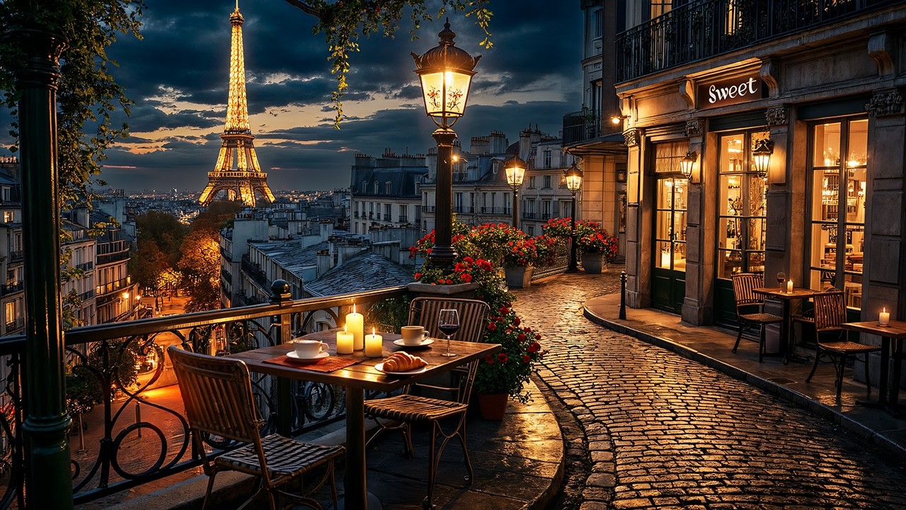 Romantic Paris Night Jazz ☕ Calm Street Café Ambience & Relaxing Jazz Music for Study & Work