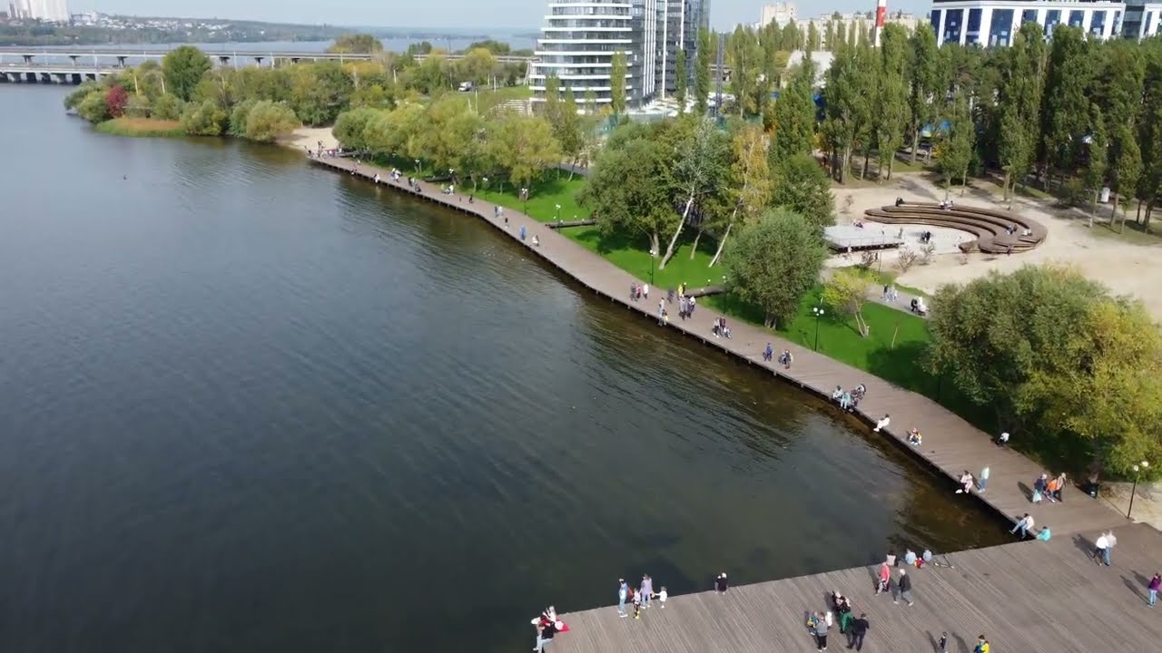Парк Дельфин, Воронеж, берег и обзор - 4K