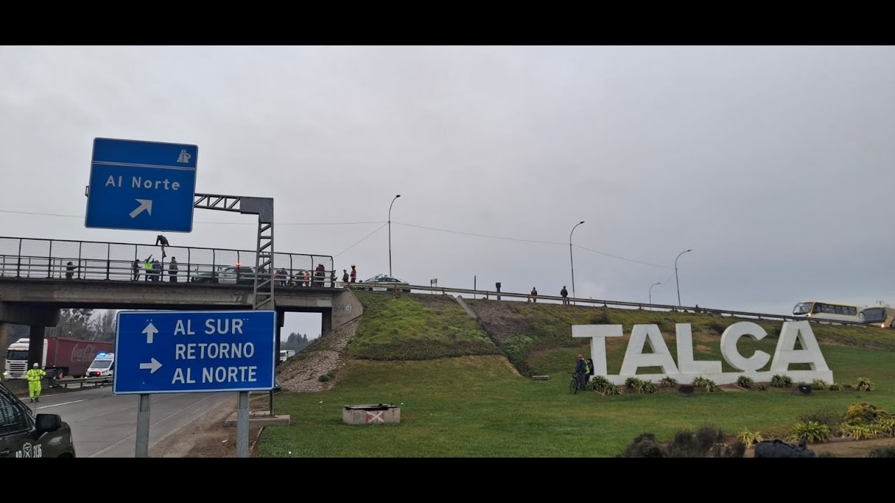 Tensión total en Talca: hombre paraliza Ruta 5 amenazando con lanzarse del Puente Lircay