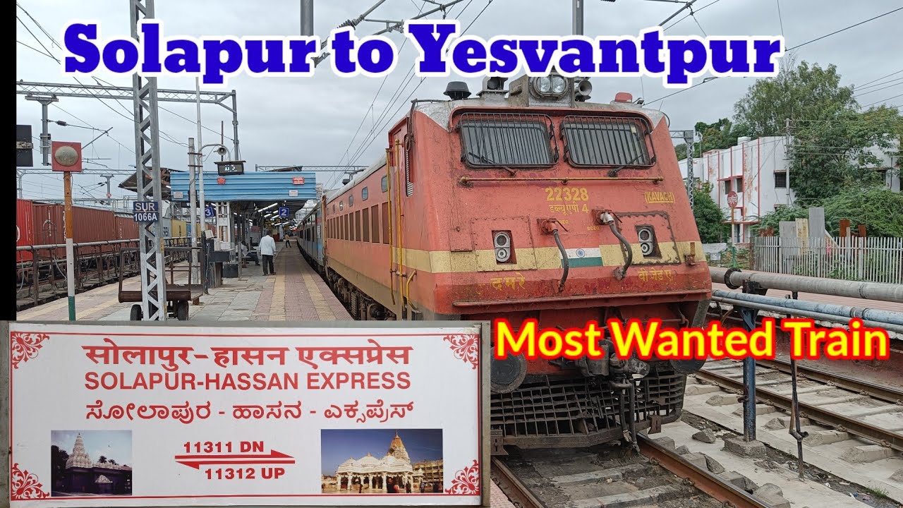 🚂 Solapur to Yesvantpur(Bangalore) train Journey || 11311 Hassan Express | सोलापुर से बेंगलुरु