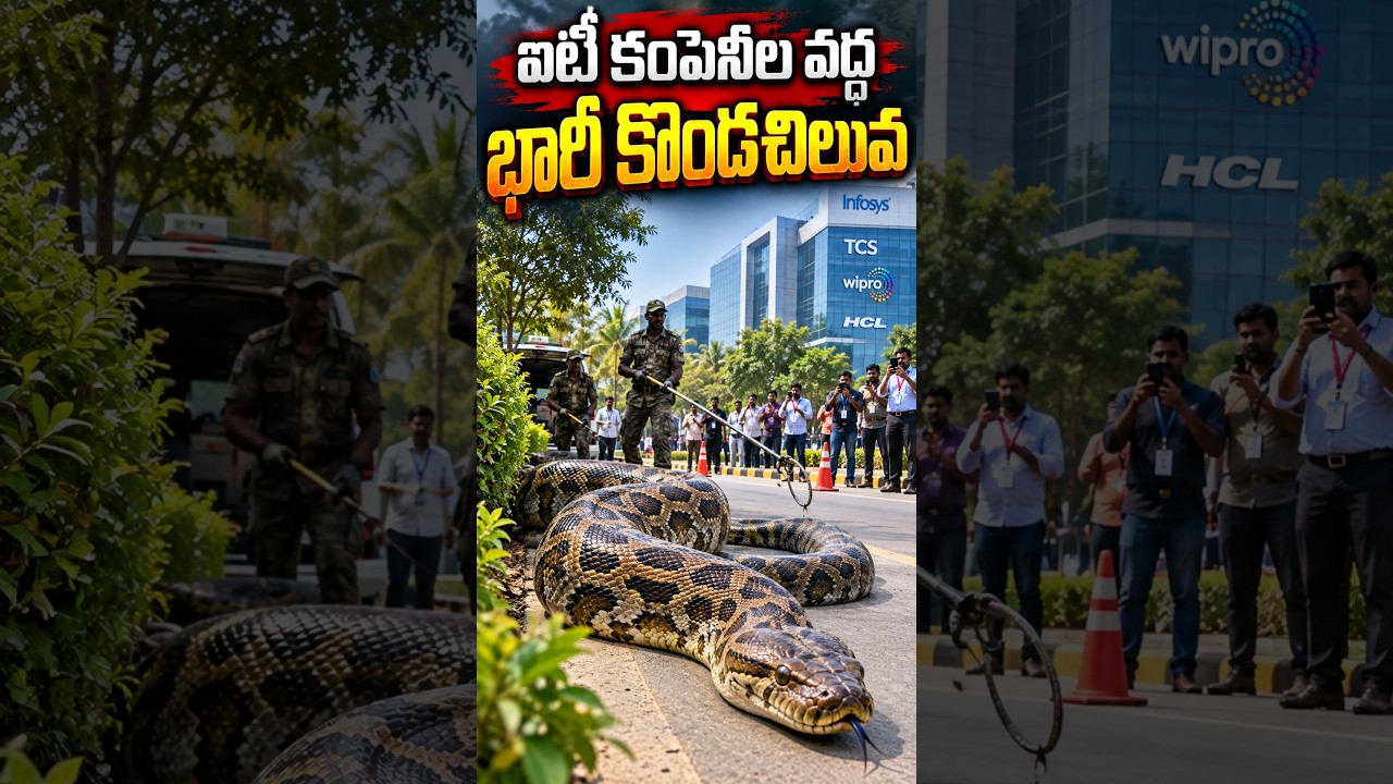 ఐటీ కంపెనీల వద్ద భారీ కొండచిలువ | #pyton #shorts #ytshorts | No.1 News Telugu