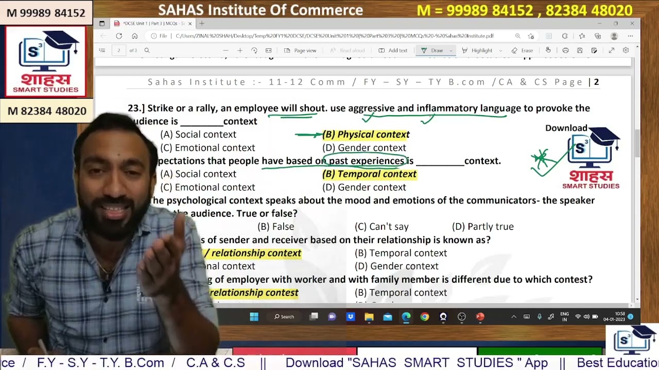 New DCSE Unit 1Part 3 MCQs + IMP Points Discussion #fybcom #msu #msuexam #mcq #bhavinshah #sahas