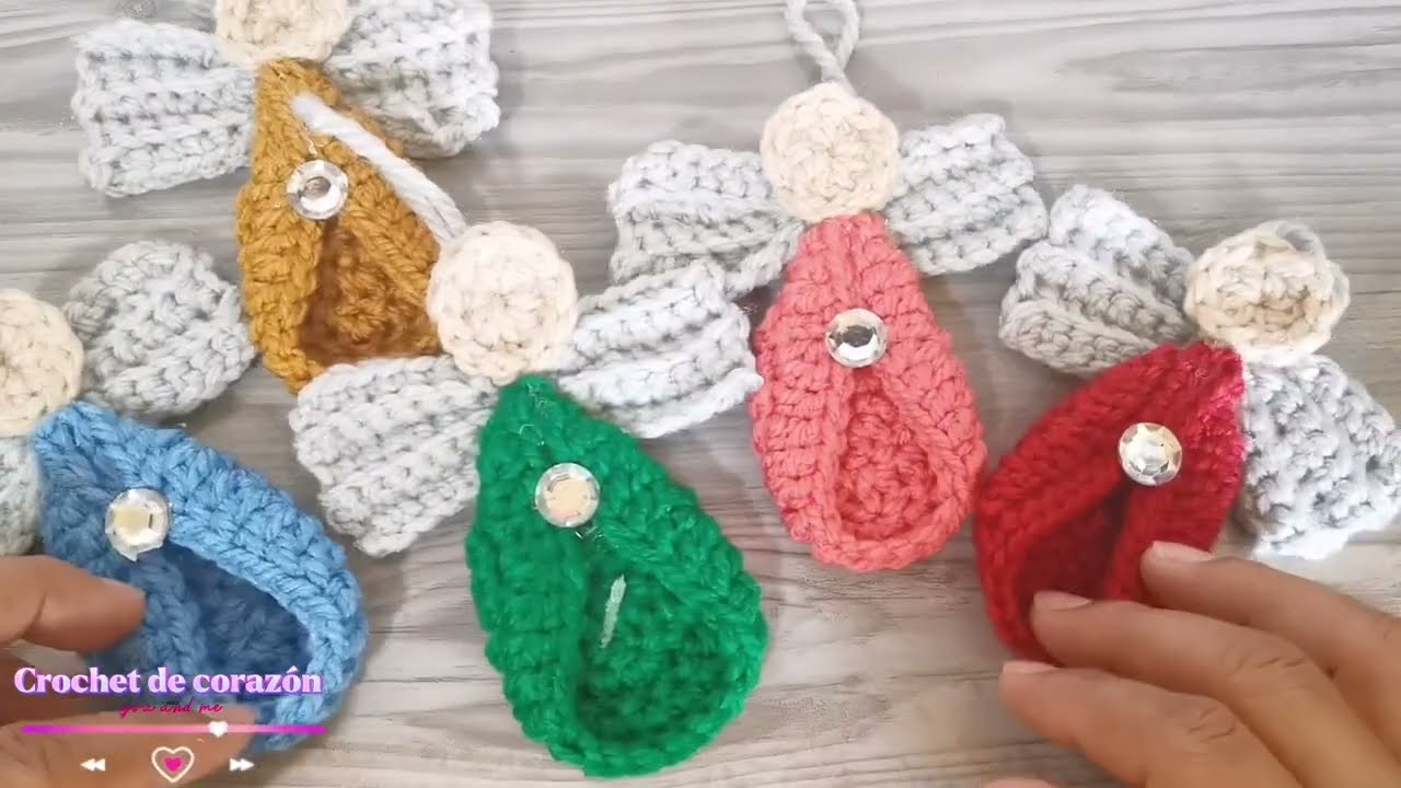 Angelitos navideños tejidos a crochet 🧶💅👼 muy fácil de hacer 🧶🧶