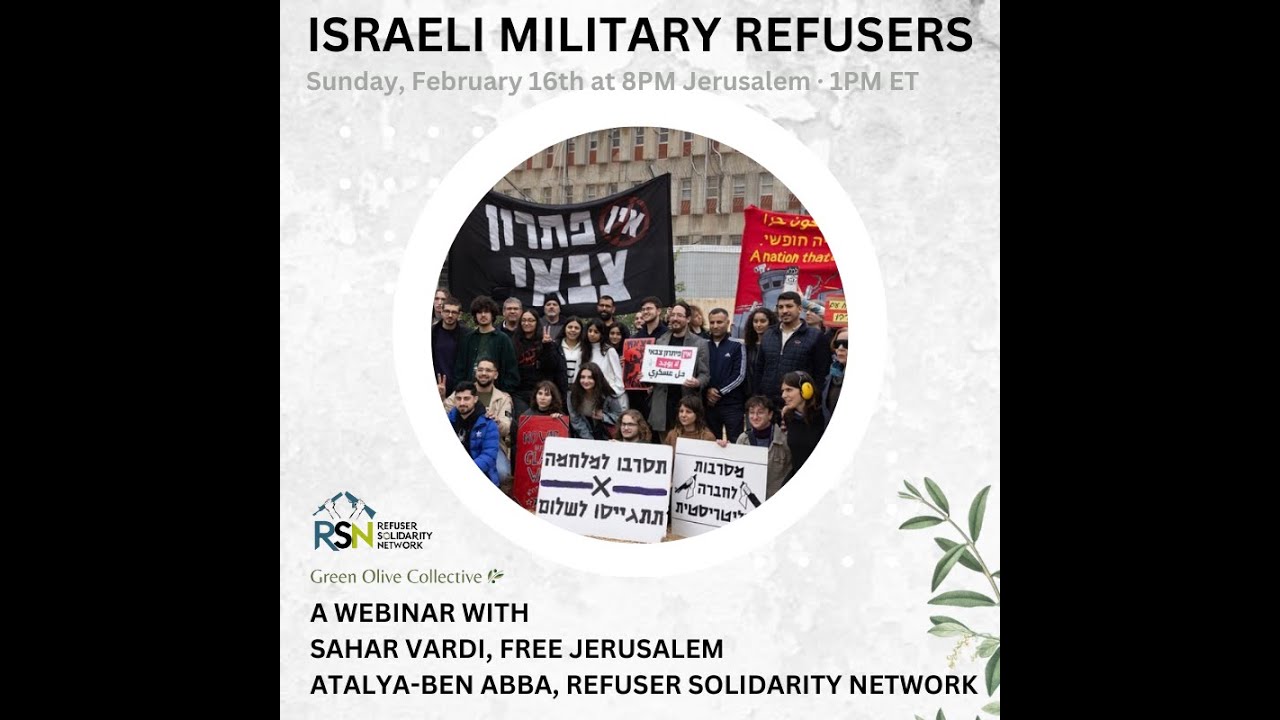 Webinar: Israeli Military Refusers with the Refuser Solidarity Network!